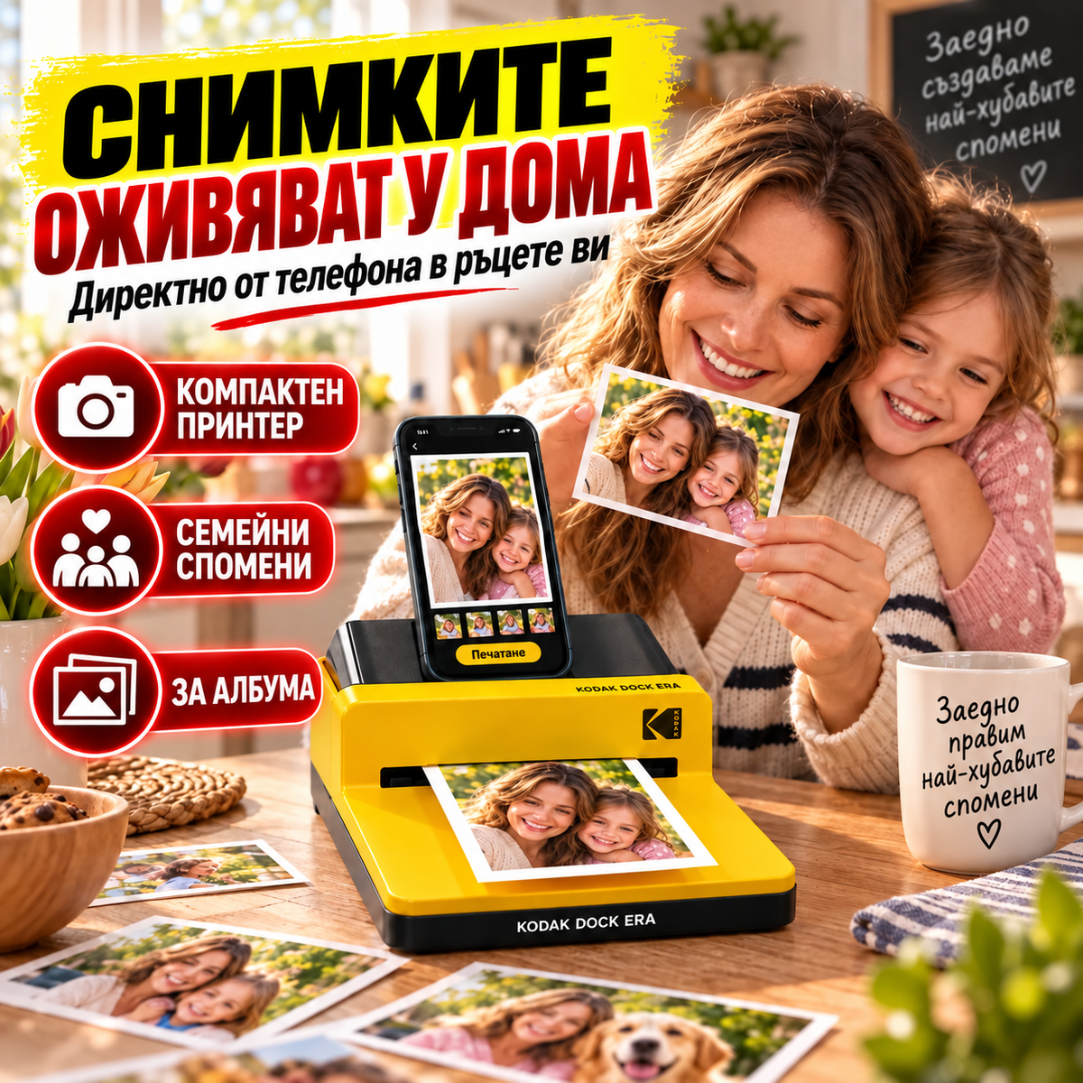 Компактен фотопринтер PhotoJoy™